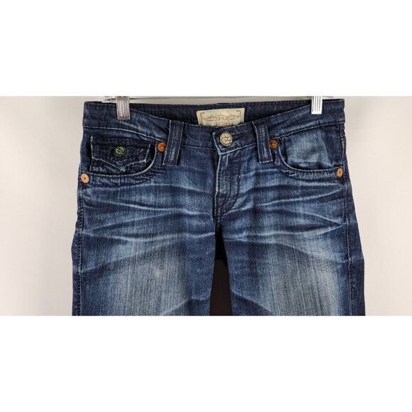 Big Star Jeans Womens 28 Blue Liv Cropped Dark Wash Denim Flap Pockets (28x23) - Picture 2 of 12